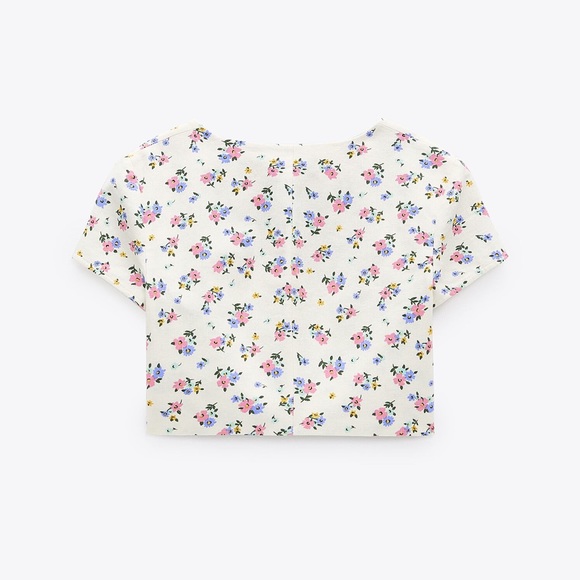 Zara linen blend floral print top NWT - Picture 6 of 8